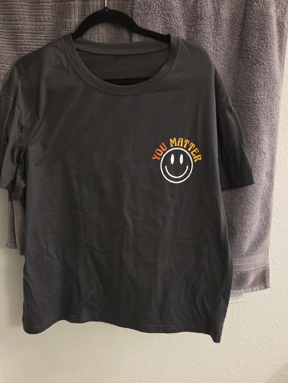 You Matter Black Womens Tee with Smiley Graphic